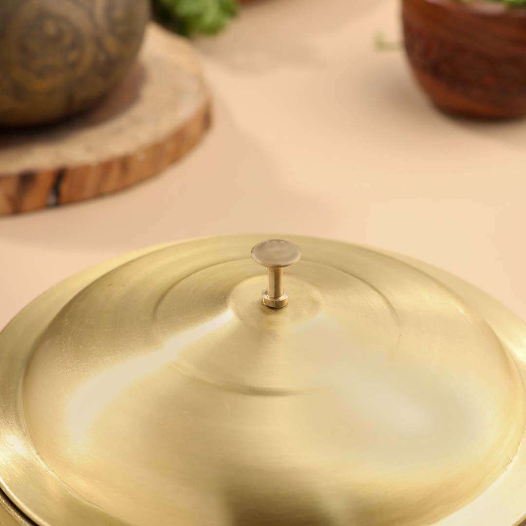 Brass Matt Finish Roti/Chapati box (4.5 Inch) Vedansh Craft