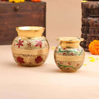 Brass Hand Painted Pooja Kalash with Floral Design Vedansh Craft