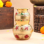 Brass Hand Painted Pooja Kalash with Floral Design Vedansh Craft