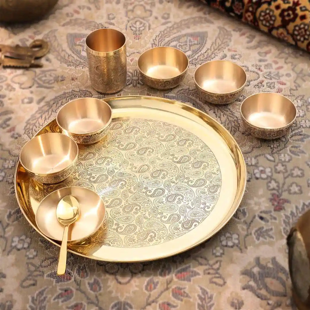 Brass Maharaja Thali/Dinner Set (1.85 Kg) Vedansh Craft
