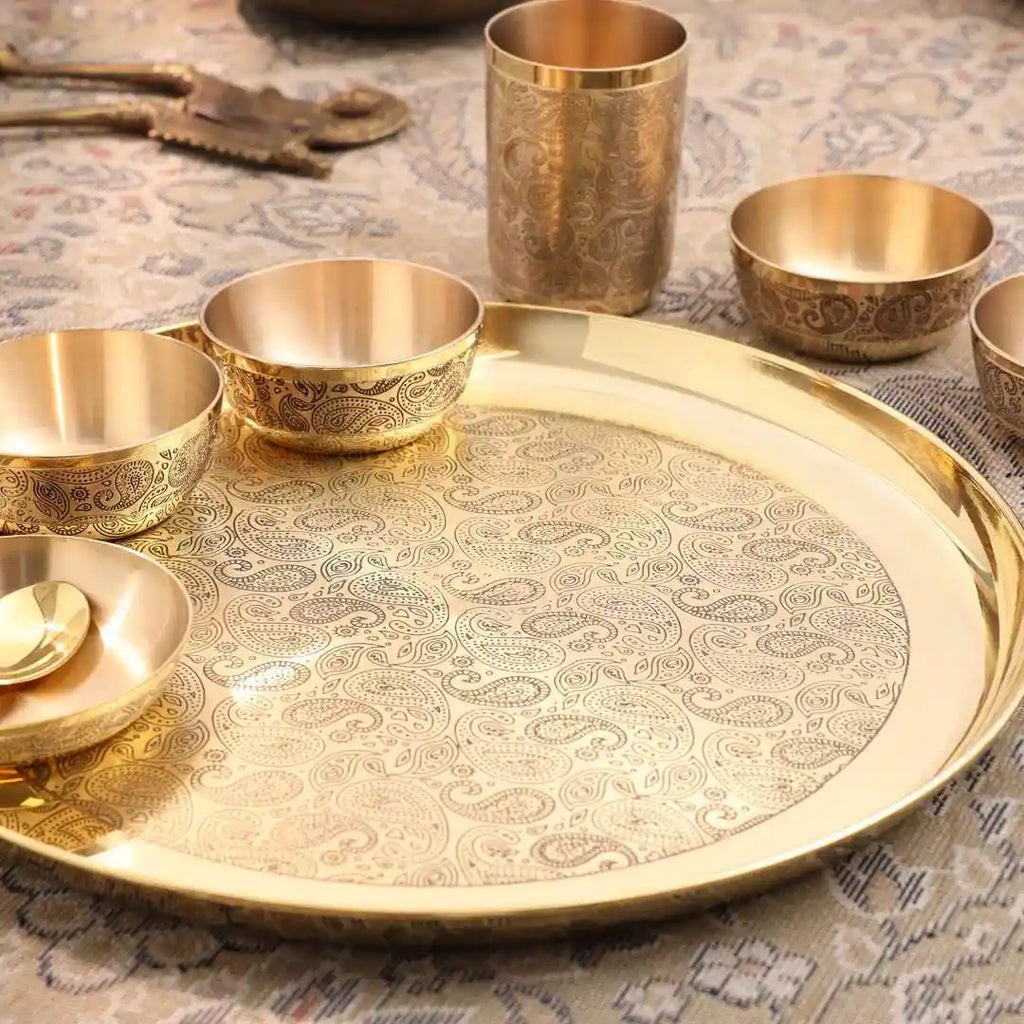 Brass Maharaja Thali/Dinner Set (1.85 Kg) Vedansh Craft