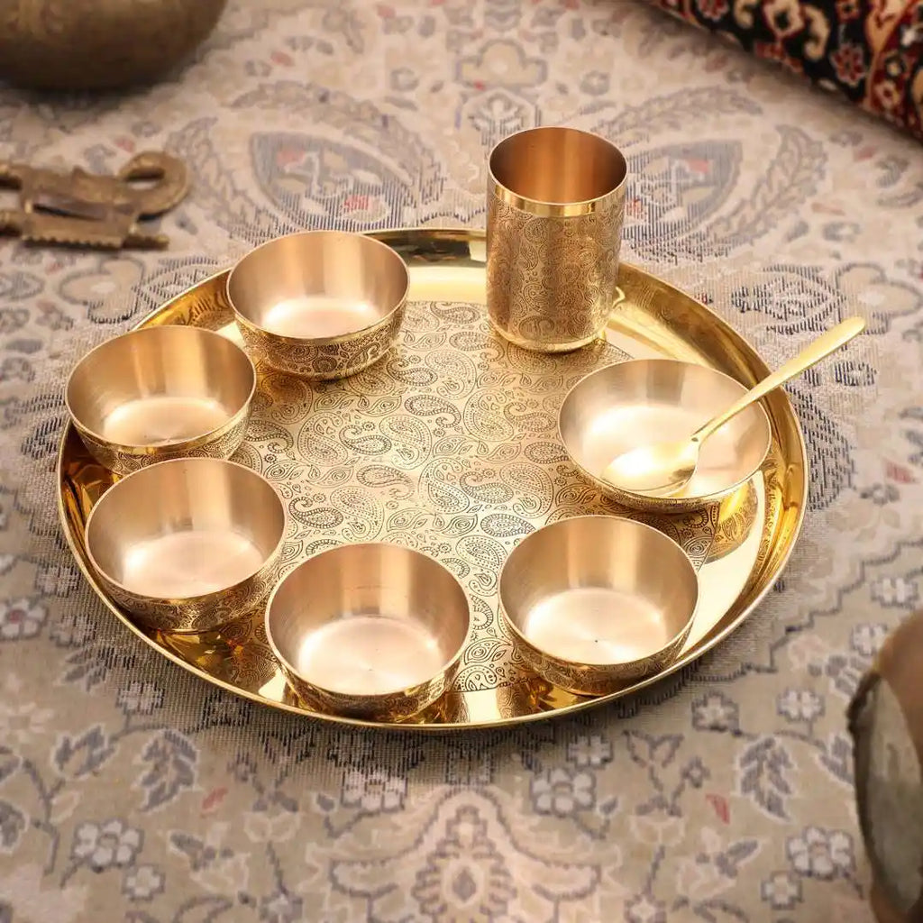 Brass Maharaja Thali/Dinner Set (1.85 Kg) Vedansh Craft