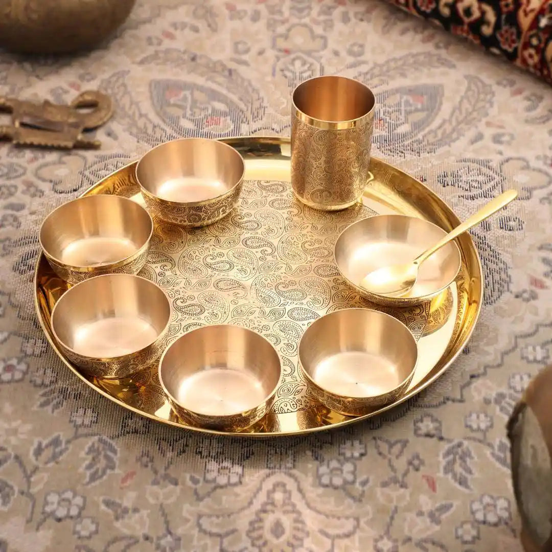 Brass Maharaja Thali/Dinner Set (1.85 Kg) Vedansh Craft