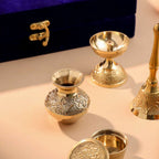 Brass Designer Pooja Thali Set With Velvet box Vedansh Craft