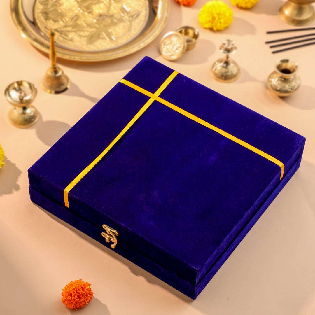Brass Designer Pooja Thali Set With Velvet box Vedansh Craft