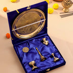 Brass Designer Pooja Thali Set With Velvet box Vedansh Craft