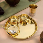 Brass Hammered Thali Set (1.1 Kg) Vedansh Craft
