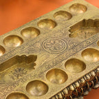 Brass Pallanguzhi Game Board with Wheels (20 Inch) Vedansh Craft