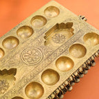 Brass Pallanguzhi Game Board with Wheels (20 Inch) Vedansh Craft