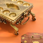Brass Pallanguzhi Game Board with Wheels (20 Inch) Vedansh Craft