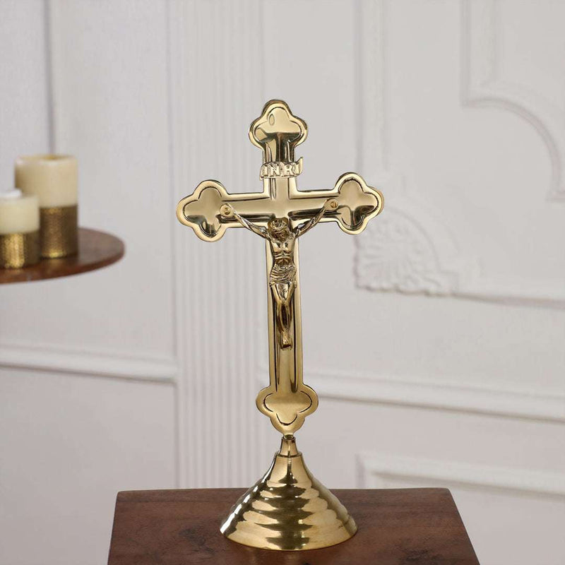 Brass Crucifix Cross with Jesus Figure (11 Inch) Vedansh Craft