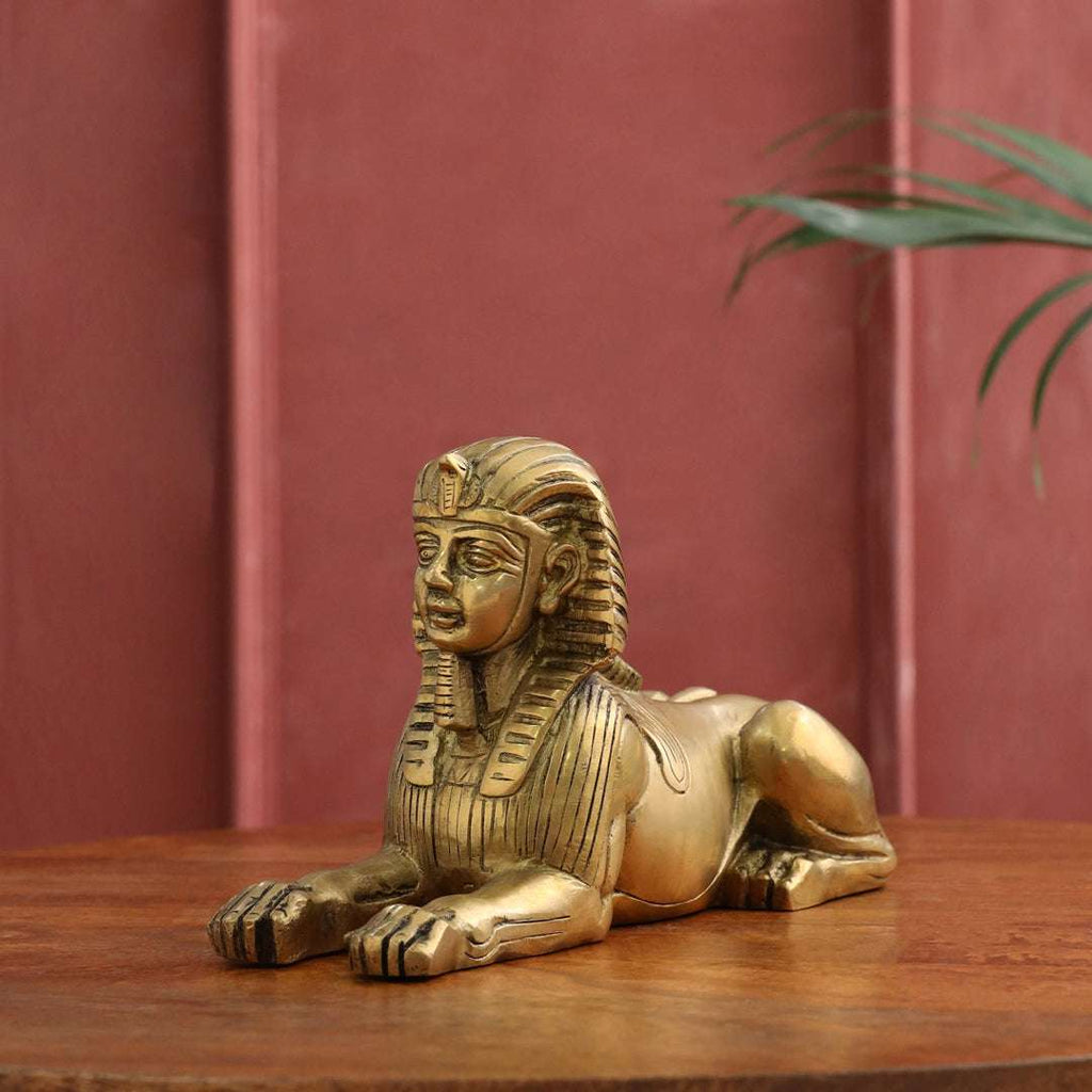 Brass Sitting Sphinx Figurine (4.5 inch) Vedansh Craft