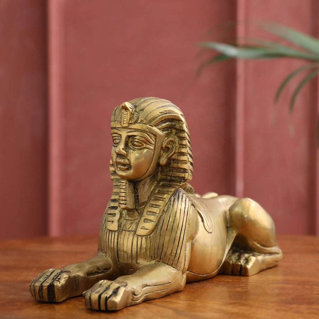 Brass Sitting Sphinx Figurine (4.5 inch) Vedansh Craft