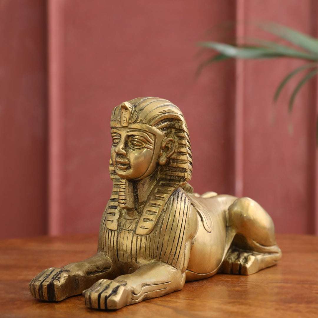 Brass Sitting Sphinx Figurine (4.5 inch) Vedansh Craft