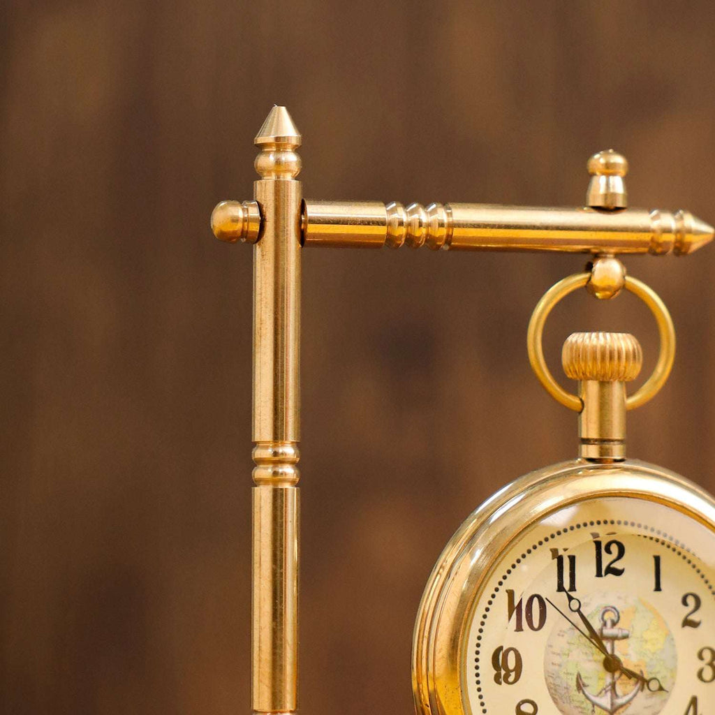 Brass Hanging Table Clock with Stand (5.5 Inch) Vedansh Craft