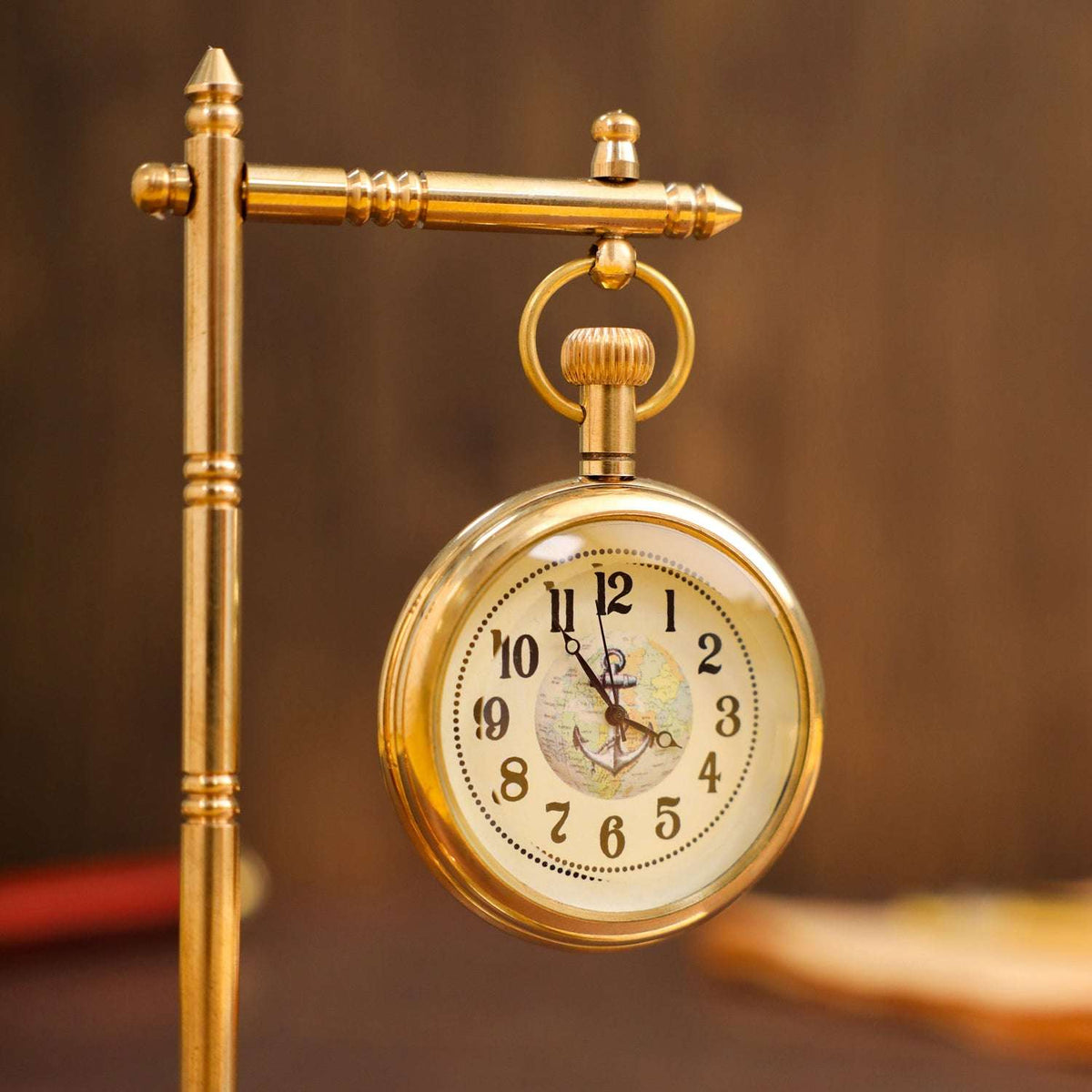 Brass Hanging Table Clock with Stand (5.5 Inch) Vedansh Craft