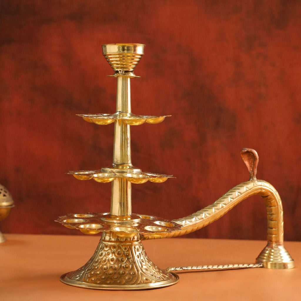 Brass Traditional 21 Petal Ganga Aarti (14 Inch) Vedansh Craft