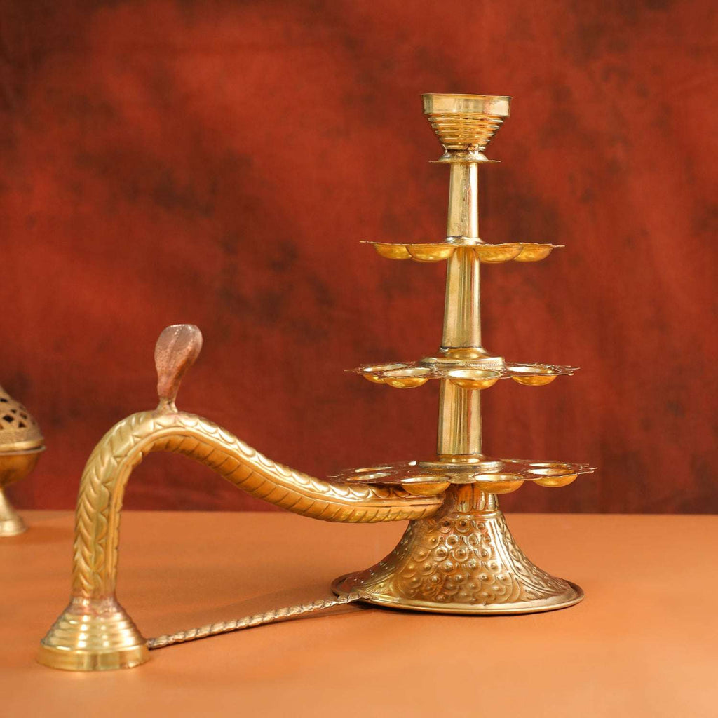 Brass Traditional 21 Petal Ganga Aarti (14 Inch) Vedansh Craft