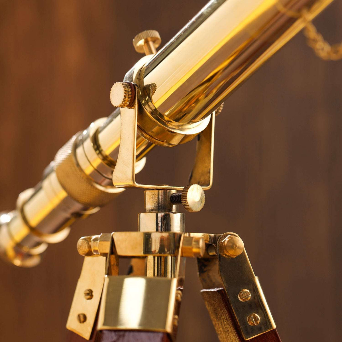 Brass Telescope with Wooden Tripod Stand (12 Inch) Vedansh Craft