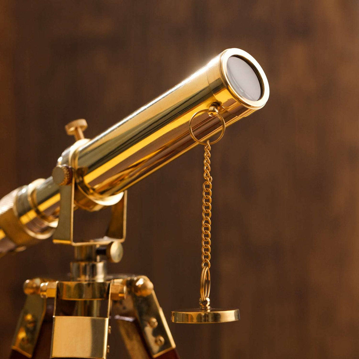 Brass Telescope with Wooden Tripod Stand (12 Inch) Vedansh Craft