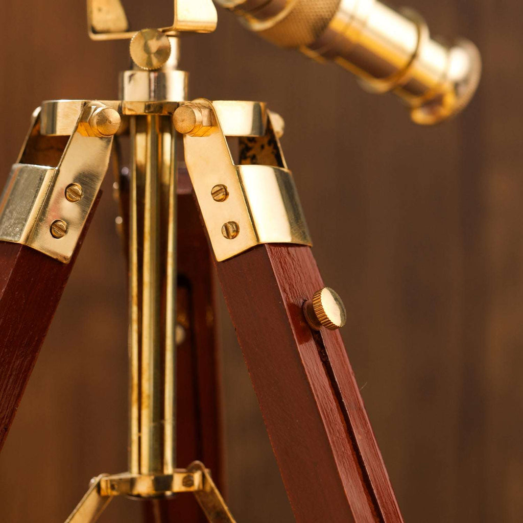 Brass Telescope with Wooden Tripod Stand (12 Inch) Vedansh Craft
