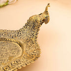 Brass Peacock Design Serving Tray / Platter (23 Inch) Vedansh Craft