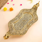 Brass Peacock Design Serving Tray / Platter (23 Inch) Vedansh Craft