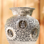 Brass Silver Plated Ashtalakshmi Kodam / Kalash (8 Inch) Vedansh Craft