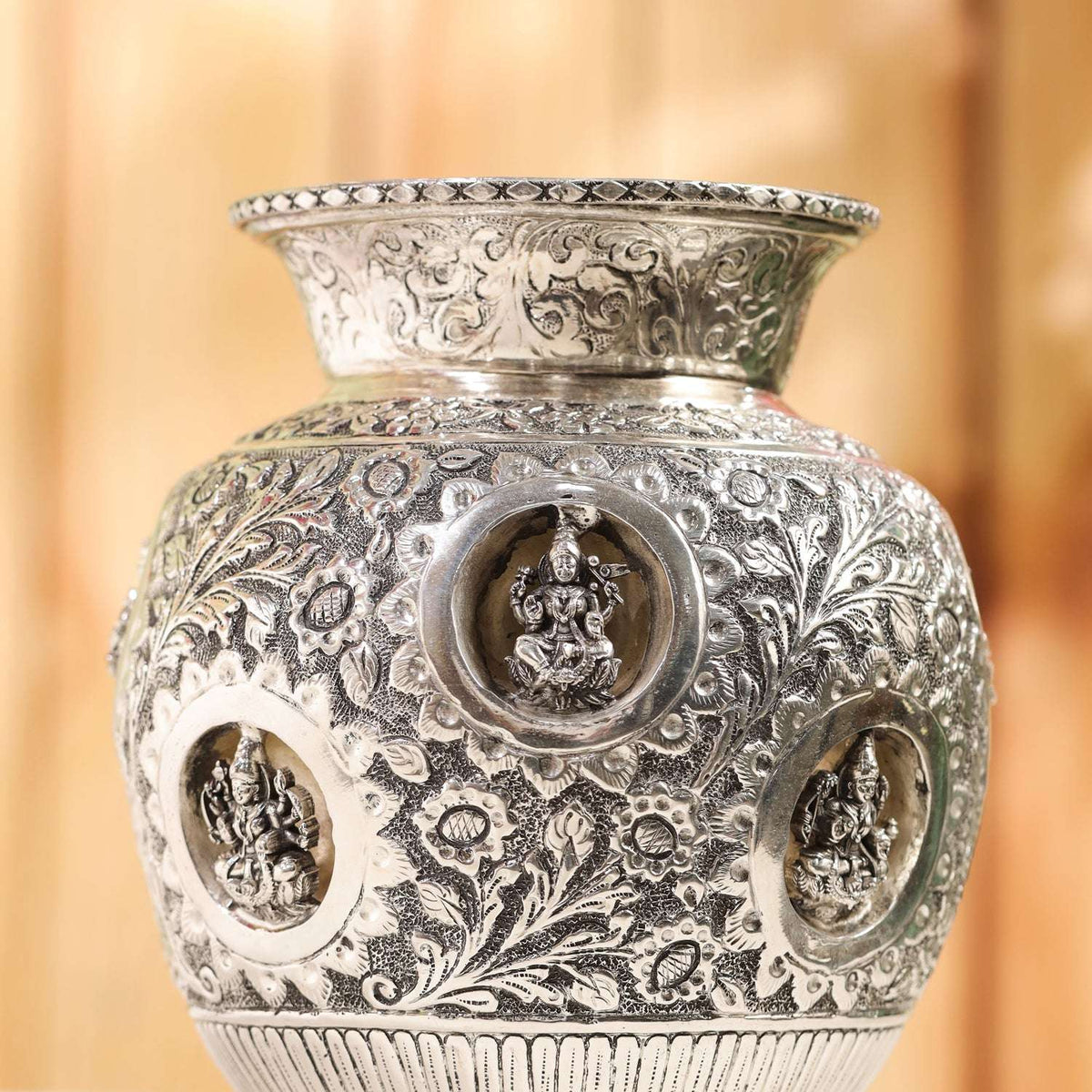 Brass Silver Plated Ashtalakshmi Kodam / Kalash (8 Inch) Vedansh Craft
