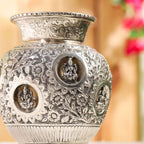 Brass Silver Plated Ashtalakshmi Kodam / Kalash (8 Inch) Vedansh Craft