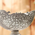 Brass Silver Plated Decorative Basket with Floral Design (7.5 Inch) Vedansh Craft