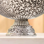 Brass Silver Plated Decorative Basket with Floral Design (7.5 Inch) Vedansh Craft