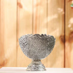 Brass Silver Plated Decorative Basket with Floral Design (7.5 Inch) Vedansh Craft