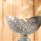 Brass Silver Plated Decorative Basket with Floral Design (7.5 Inch) Vedansh Craft