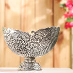 Brass Silver Plated Decorative Basket with Floral Design (7.5 Inch) Vedansh Craft