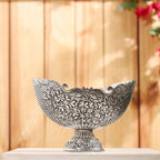 Brass Silver Plated Decorative Basket with Floral Design (7.5 Inch) Vedansh Craft