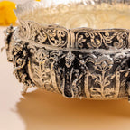 Brass Silver Plated Dashavatara Urli Bowl With Floral Design (4 Inch) Vedansh Craft