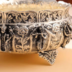 Brass Silver Plated Dashavatara Urli Bowl With Floral Design (4 Inch) Vedansh Craft