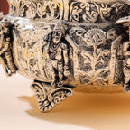 Brass Silver Plated Dashavatara Urli Bowl With Floral Design (4 Inch) Vedansh Craft