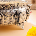 Brass Silver Plated Dashavatara Urli Bowl With Floral Design (4 Inch) Vedansh Craft