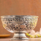 Brass Silver Plated Decorative Basket with Elephant Design (4.8 Inch) Vedansh Craft
