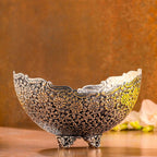 Brass Silver Plated Decorative Basket with Floral Design (5.3 Inch) Vedansh Craft