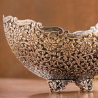Brass Silver Plated Decorative Basket with Floral Design (5.3 Inch) Vedansh Craft