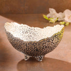 Brass Silver Plated Decorative Basket with Floral Design (5.3 Inch) Vedansh Craft