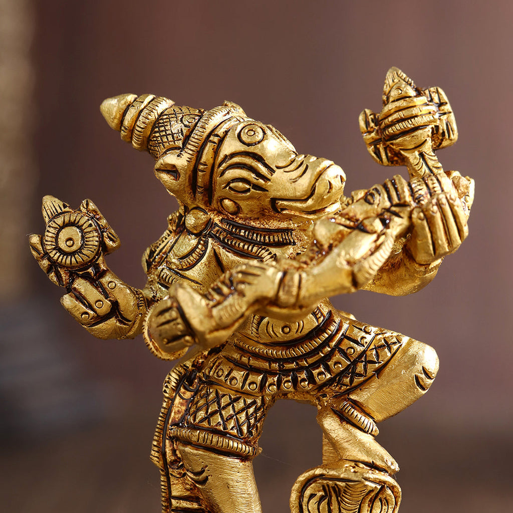 Brass Standing Varaha Lakshmi Idol (3.5 Inch) Vedansh Craft