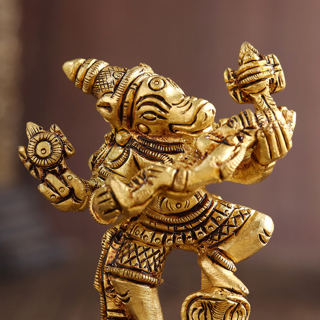 Brass Standing Varaha Lakshmi Idol (3.5 Inch) Vedansh Craft