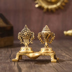 BRASS SHANKH CHAKRA WITH DIYA (3 INCH) Vedansh Craft