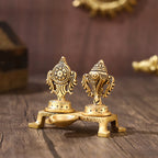 BRASS SHANKH CHAKRA WITH DIYA (3 INCH) Vedansh Craft