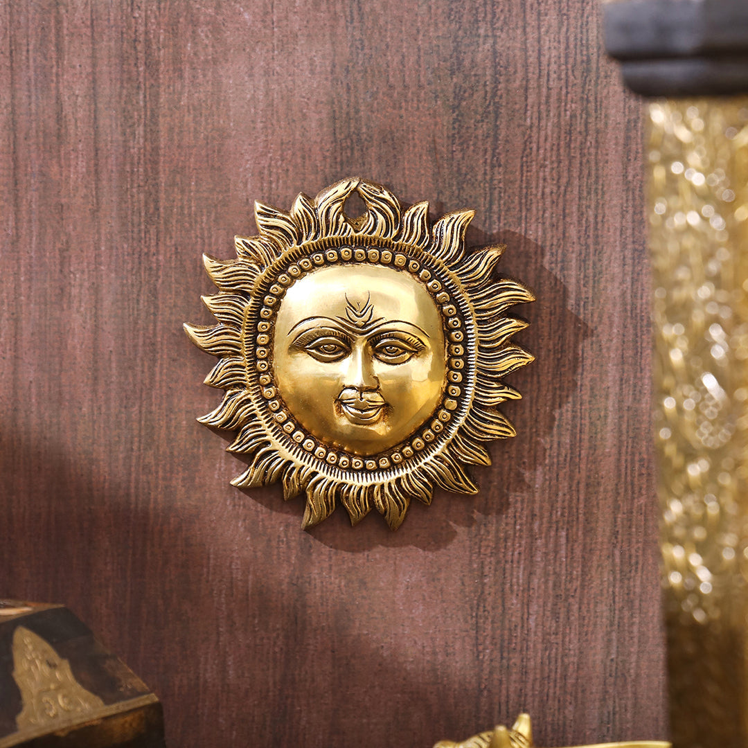 Brass Sun Face Wall Hanging (5.8 Inch) Vedansh Craft