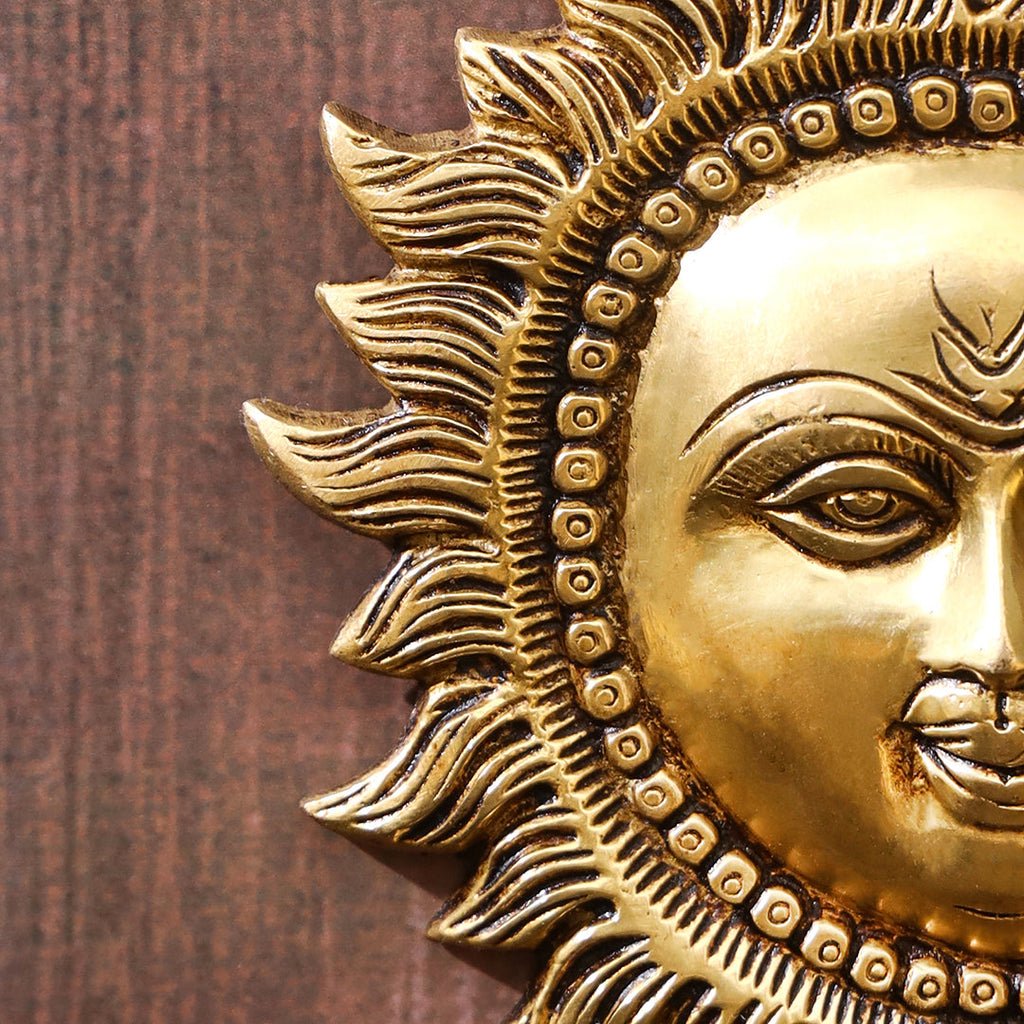 Brass Sun Face Wall Hanging (5.8 Inch) Vedansh Craft